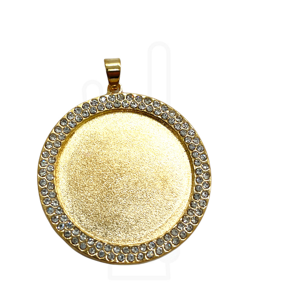 30mm Round Bezel with Rhinestones &amp; Pinch Clips Pendant Blank for UV or Epoxy Resin