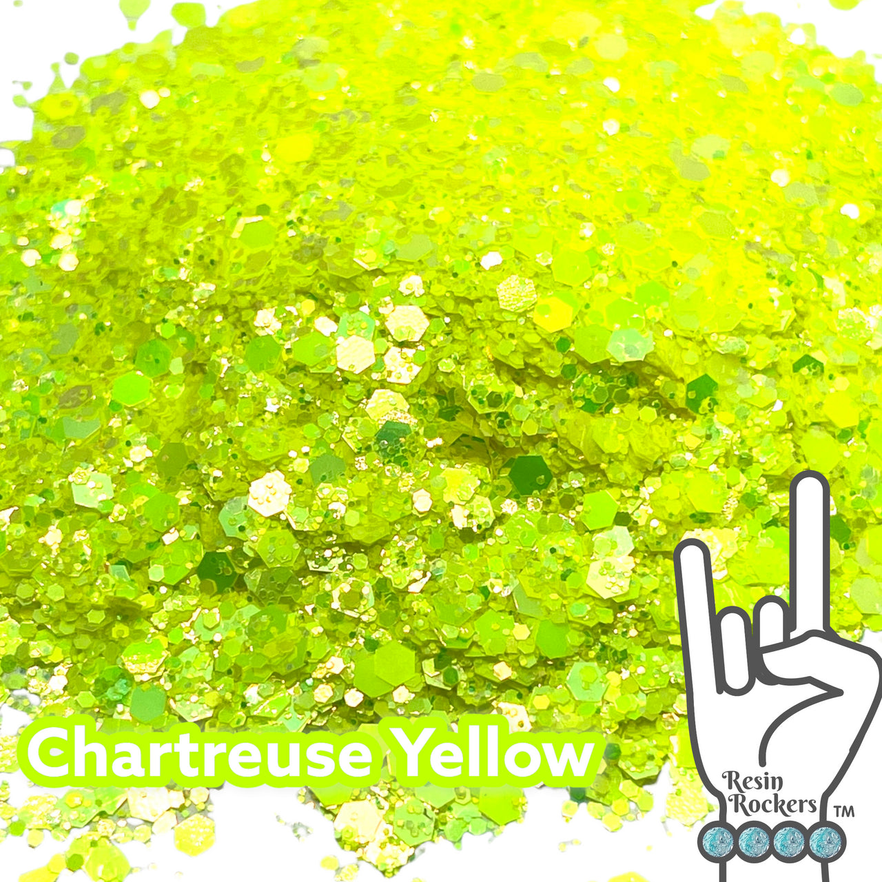 Chartreuse Yellow Florescent Holographic Premium Pixie for Poxy Chunky Glitter Mix