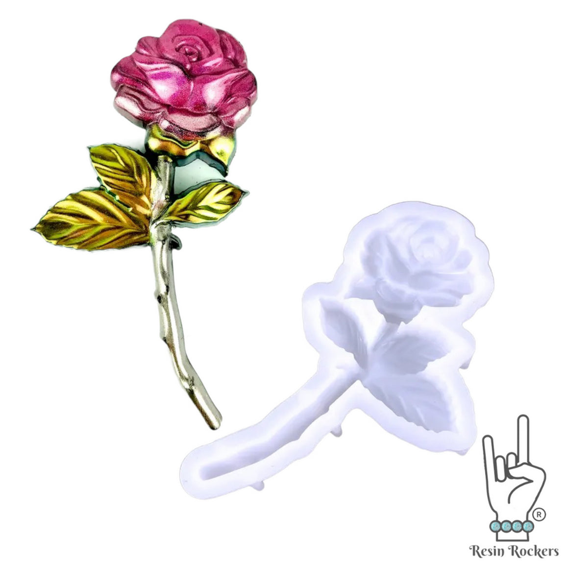 UV Safe Stemmed Rose Silicone Mold for UV or Epoxy Resin Art - Resin Rockers