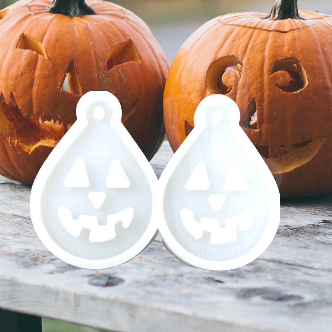 UV Safe Halloween Jack-o-Lantern Pumpkin Dangle Earring Mold for UV & Epoxy Resin Art