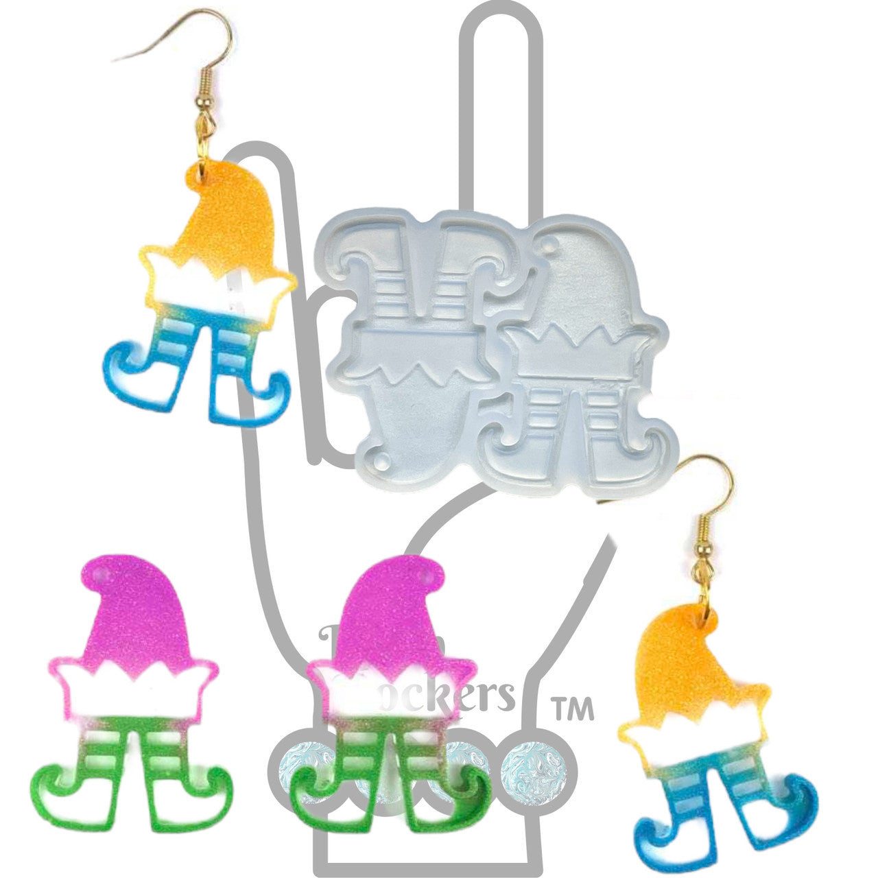 UV Safe Christmas Elf Legs Dangle Earring Mold for UV and Epoxy Resin