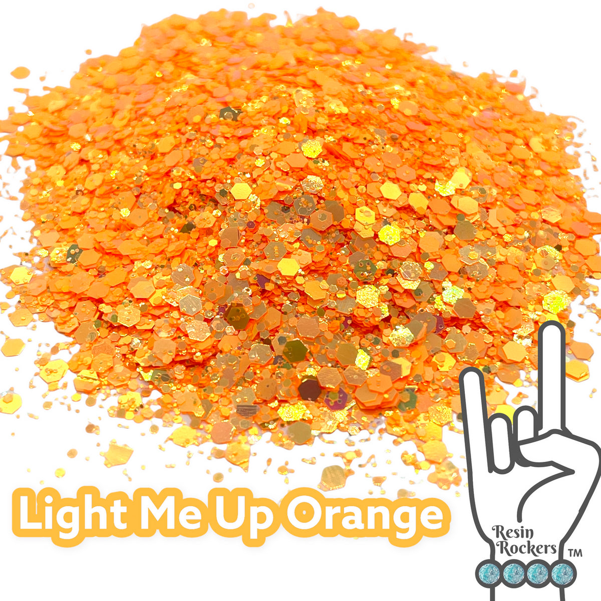 Light Me Up Orange Florescent Holographic Premium Pixie for Poxy Chunky Glitter Mix