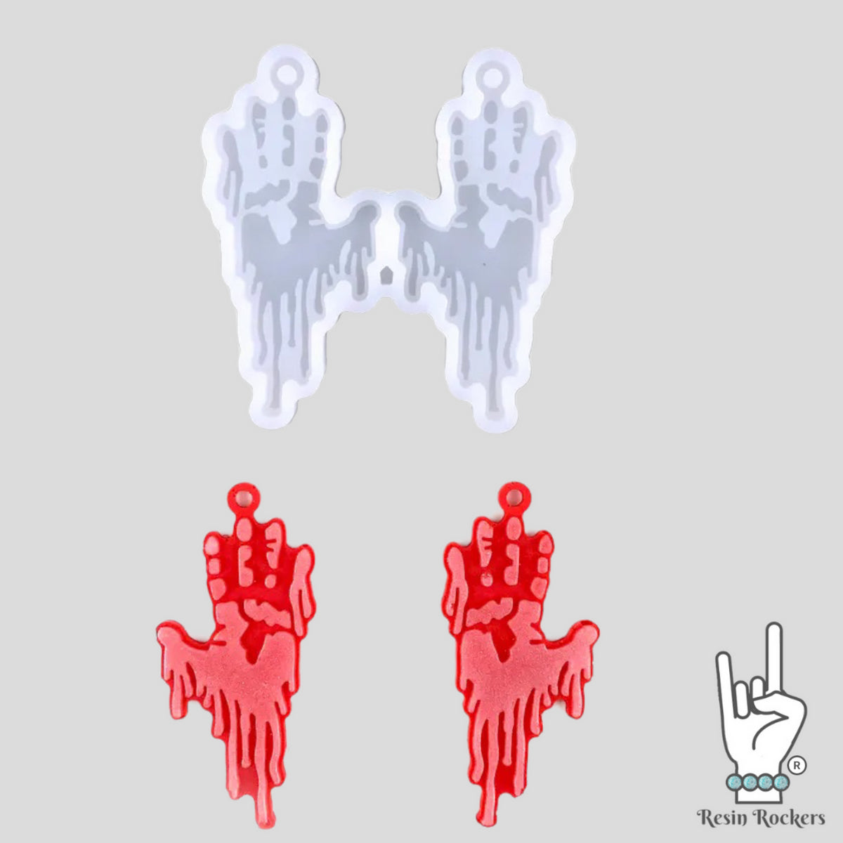 UV Safe Bloody Hands Silicone Dangling Earring Mold for UV or Epoxy Resin Art