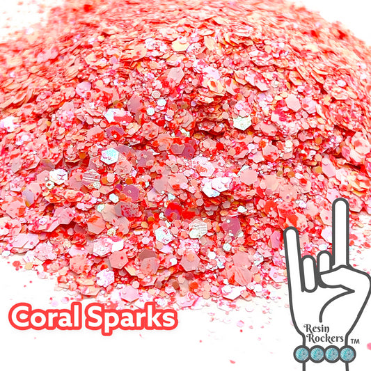 Coral Sparks Holographic and Pearlescent Pixie for Poxy Chunky Glitter Mix