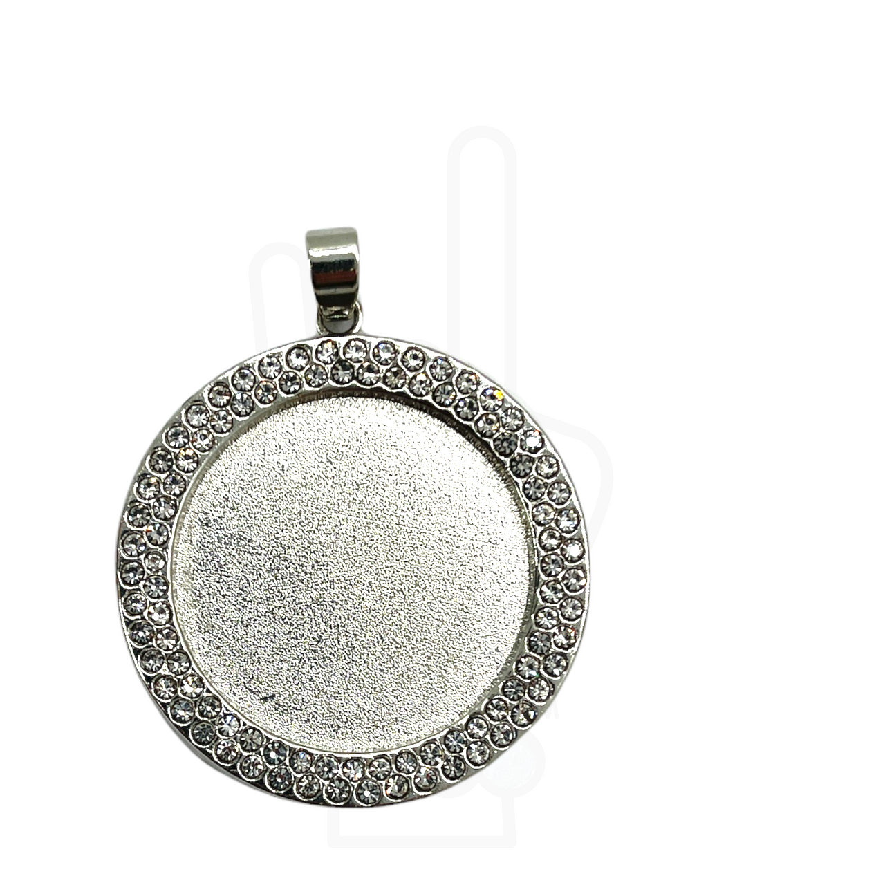 25mm Round Bezel with Rhinestones & Pinch Clips Pendant Blank for UV or Epoxy Resin