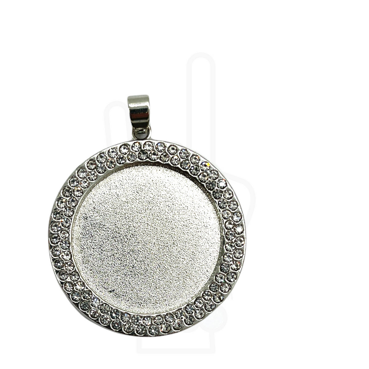 25mm Round Bezel with Rhinestones &amp; Pinch Clips Pendant Blank for UV or Epoxy Resin