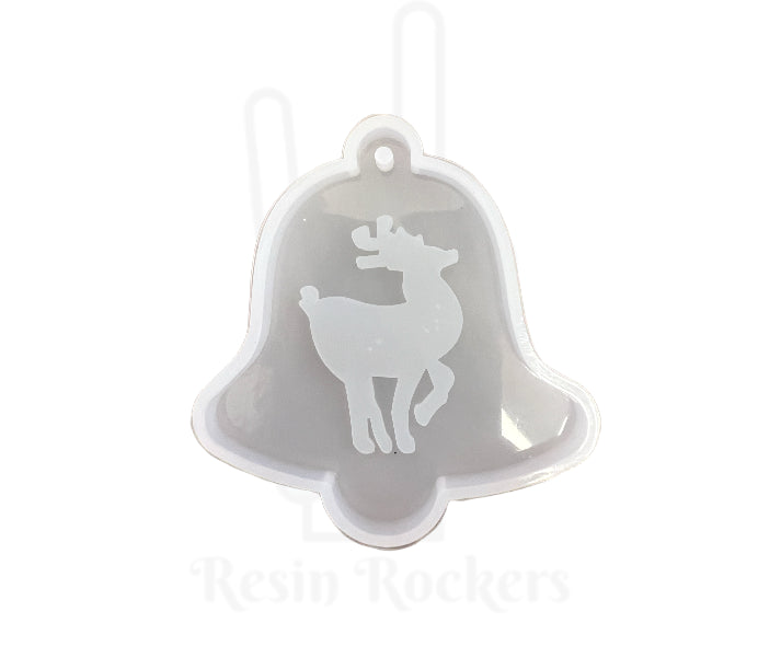 Bell With Reindeer Keychain or Ornament Silicone Mold for Epoxy Resin Art
