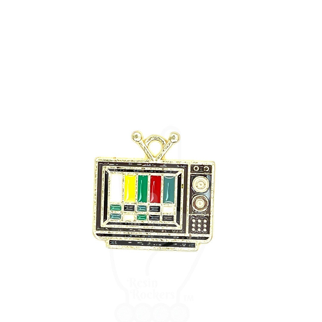 Enamel Gold Plated Old School TV Television Pen Charm