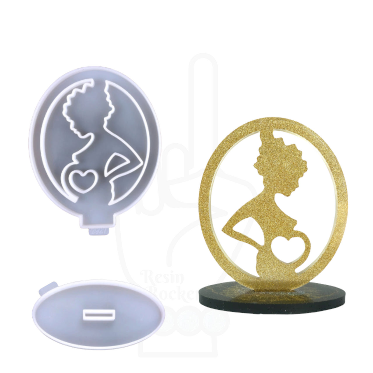 Pregnant Mother with Child 3D Stand Home Decor Silicone Mold for Epoxy Resin Art