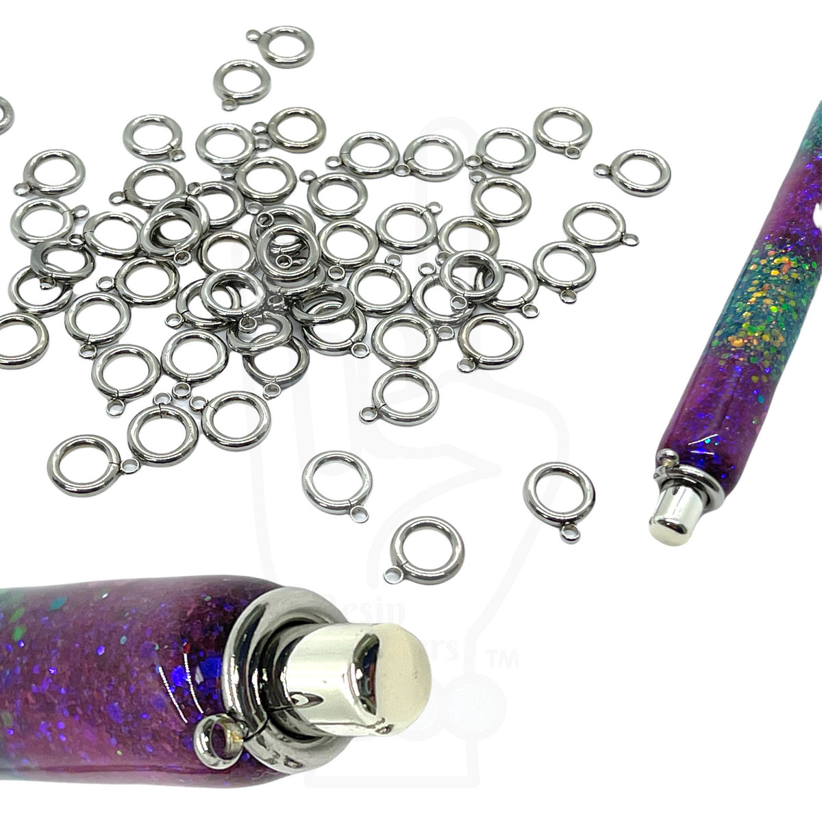 Charm And Ink Ink Pen Frustration Free Pen Charm Attachment Rings Plated Stainless S ...