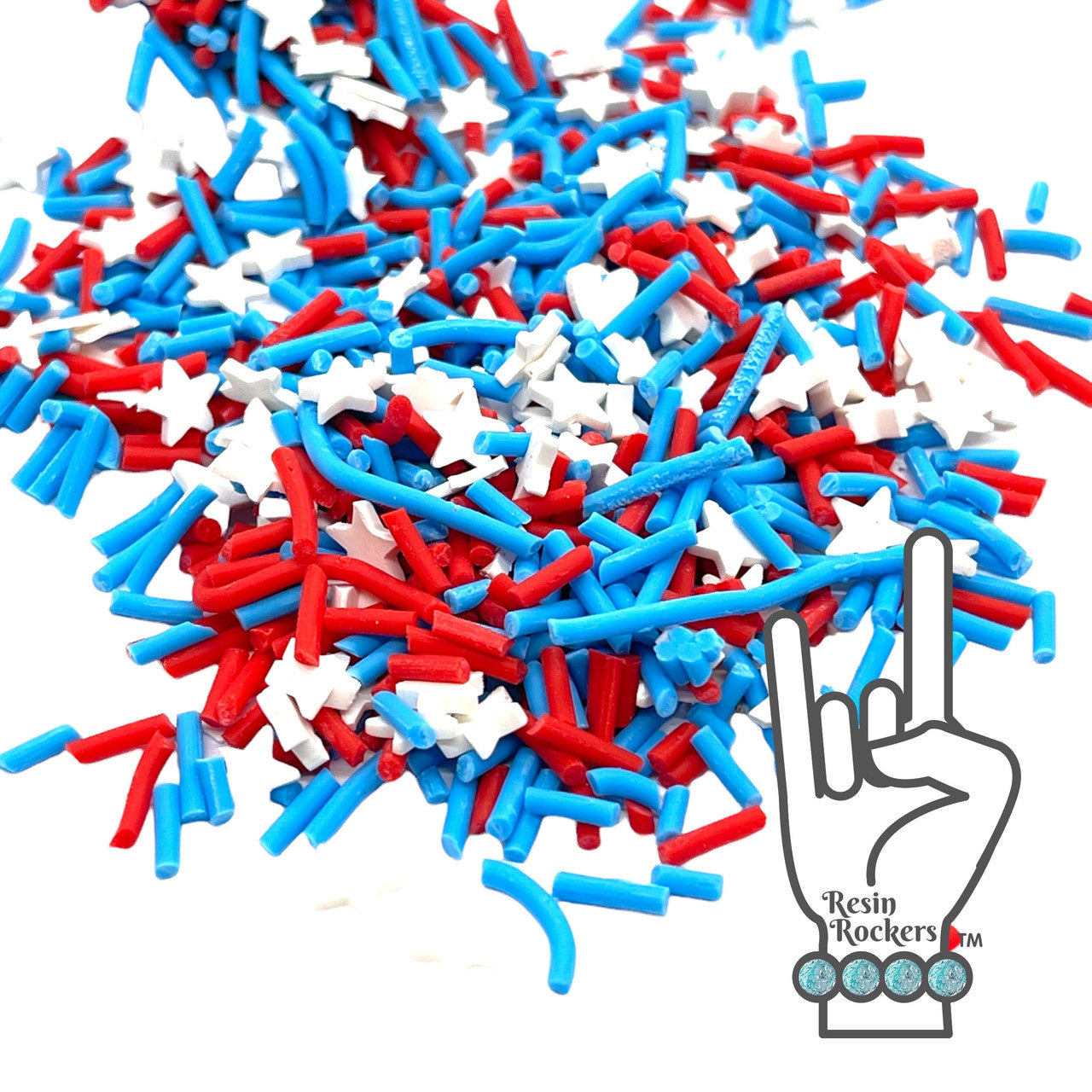 Fireworks Patriotic Red White and Blue Mega Mix Polymer Clay Snow Globe and Shaker Filler