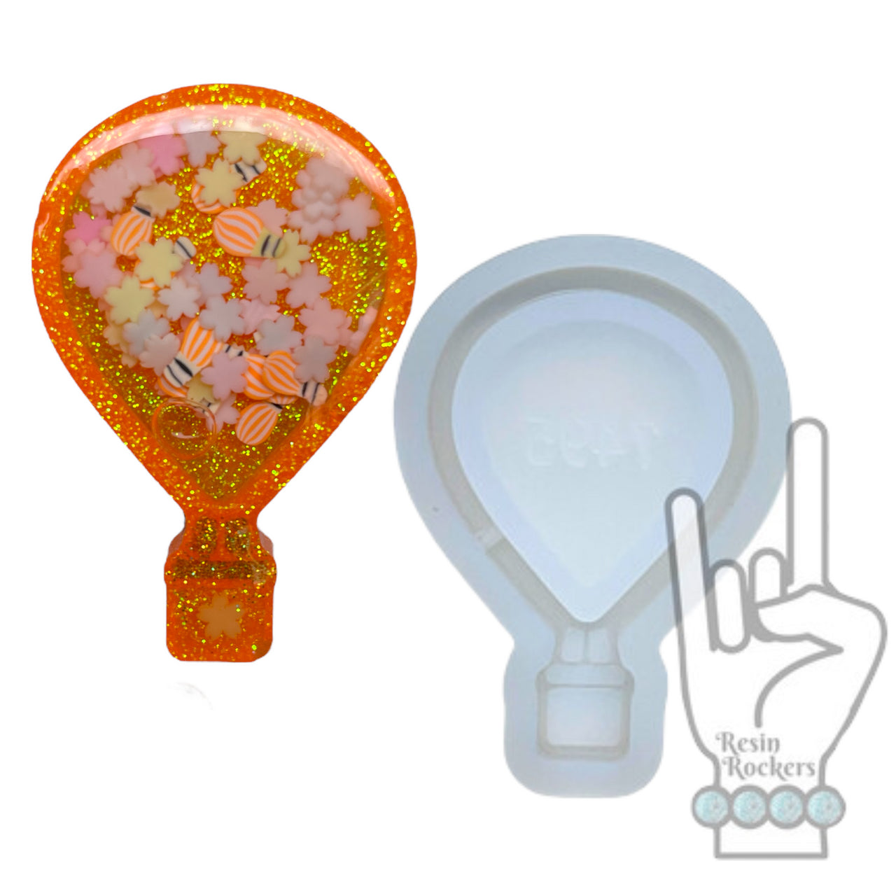 UV Safe Hot Air Balloon Shaker Badge Reel or Phone Grip Shaker Silicone Mold for Epoxy and UV Resin Art