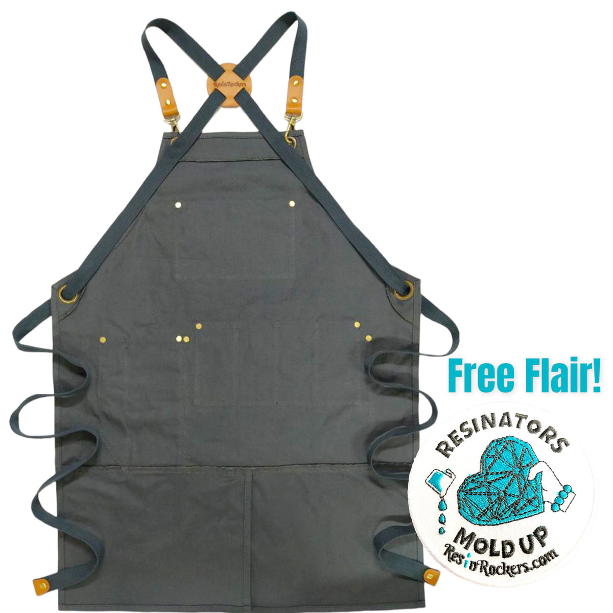 Exclusive Resin Rockers Heavy Duty Canvas Apron with Pockets and FLAIR Designed for Epoxy and UV Resin Art