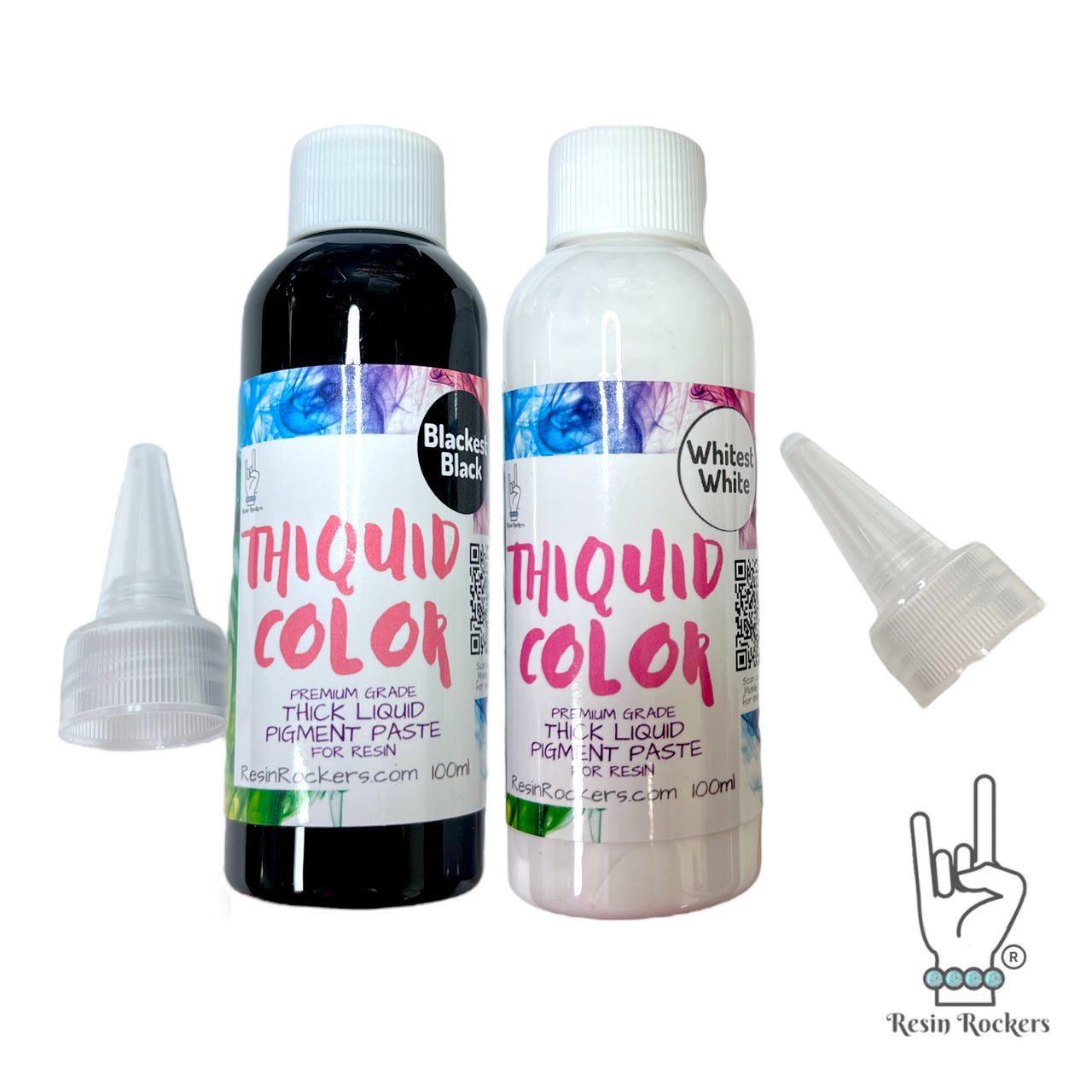 Thiquid Blackest Black and Whitest White Kit 100 ml Liquid Concentrated Pigment for Epoxy Resin Art