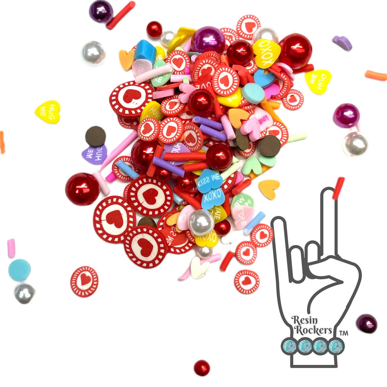 Conversation Heart Mega Mix Valentine's Day Polymer Clay Pieces for Epoxy and UV Resin Art