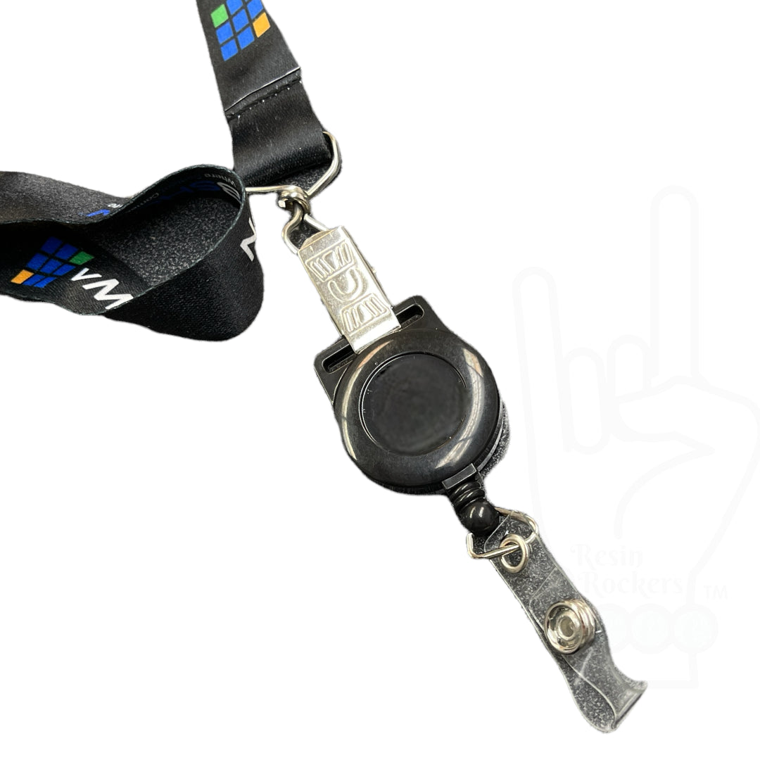 Lanyard Badge Reel Blank with Button Snap Strap Black