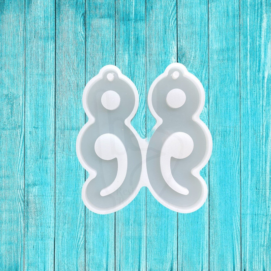 Suicide Awareness Semi-colon Dangle Earring Mold for UV and Epoxy Resin