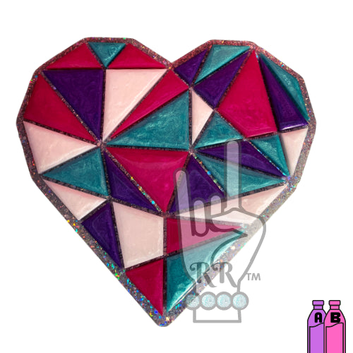 Geometric Mosaic Heart Silicone Mold for Epoxy Resin Art DIY Craft LARGE
