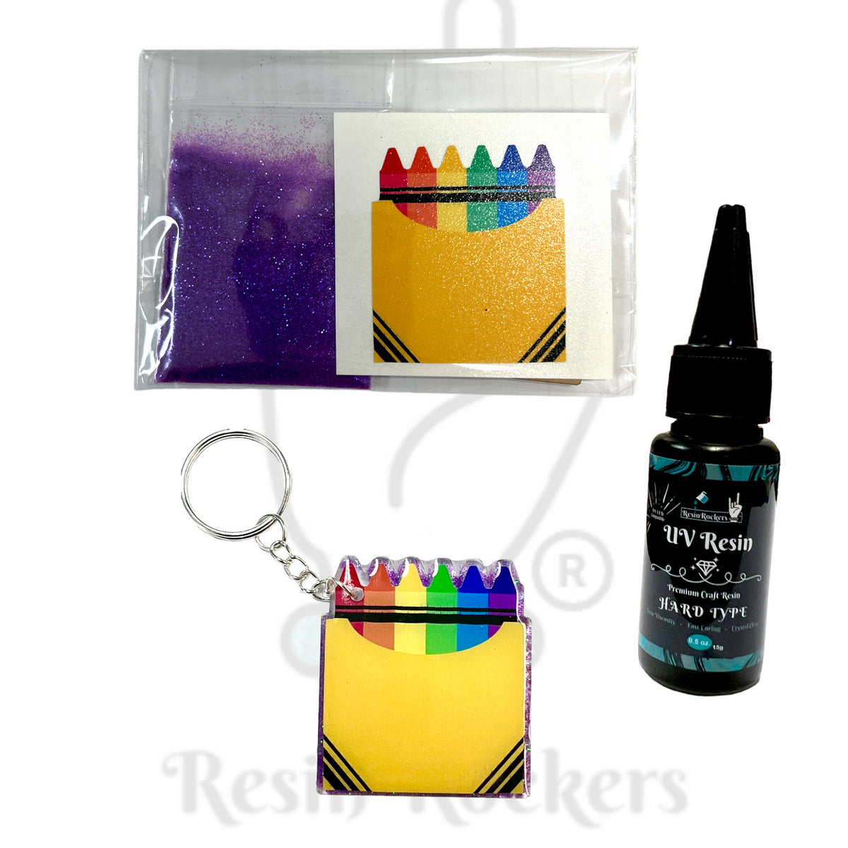 Crayons Acrylic Blank With Decal Keychain Kit